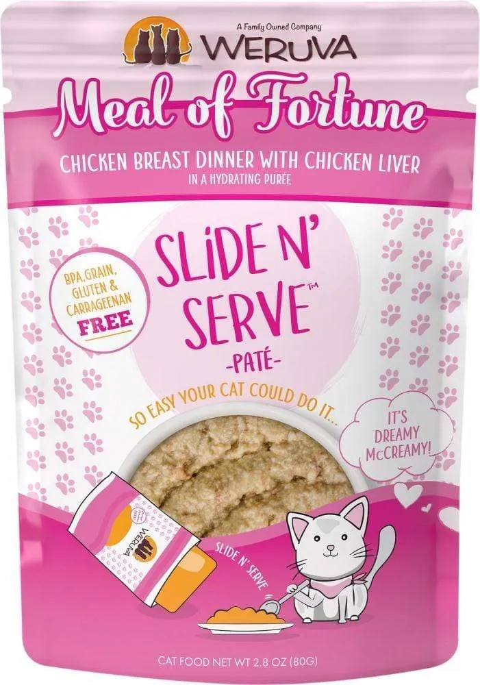 Weruva Slide N' Serve Grain Free Meal of Fortune Chicken Breast Dinner with Chicken Liver Wet Cat Food Pouch wet cat food, canned cat food