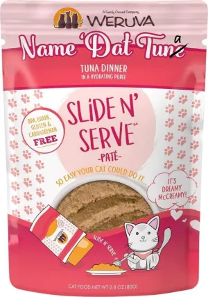 Weruva Slide N' Serve Grain Free Name 'Dat Tuna Tuna Dinner Wet Cat Food Pouch grain free cat food, no grain dry cat food
