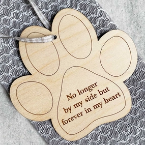 Wooden Memorial Paw Print Hanging Decoration 'Forever in my Heart' poultry halters,bird leash