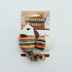 Woodland Tribal Cat Toy With Catnip - Beige Bird cat toy set,cat teaser