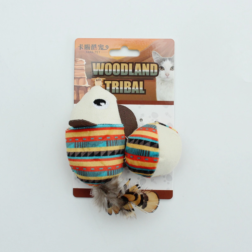 Woodland Tribal Cat Toy With Catnip - Beige Bird cat toy set,cat teaser