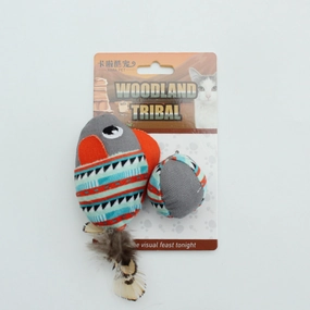 Woodland Tribal Cat Toy With Catnip - Grey Bird cat toy set,cat teaser