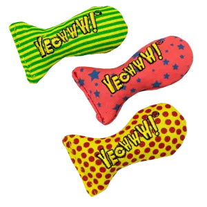 Yeowww! Yeow Stinkies (Catnip Sardines) catnip toys, feather wand toy