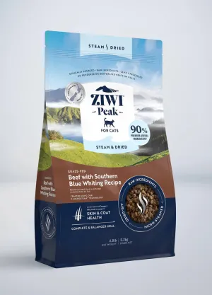 Ziwi Peak Cat Steam Dried Beef with Southern Blue Whiting Recipe adult cat food, best cat food for adults